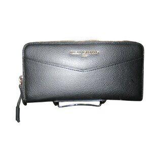 Karl Lagerfeld Paris Maybelle Black Leather Zip Around Long Wallet